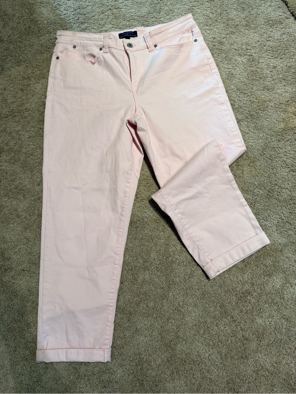 Talbots Simply Flattering Pink Denim Crop Ankle Boyfriend Jeans Size 12